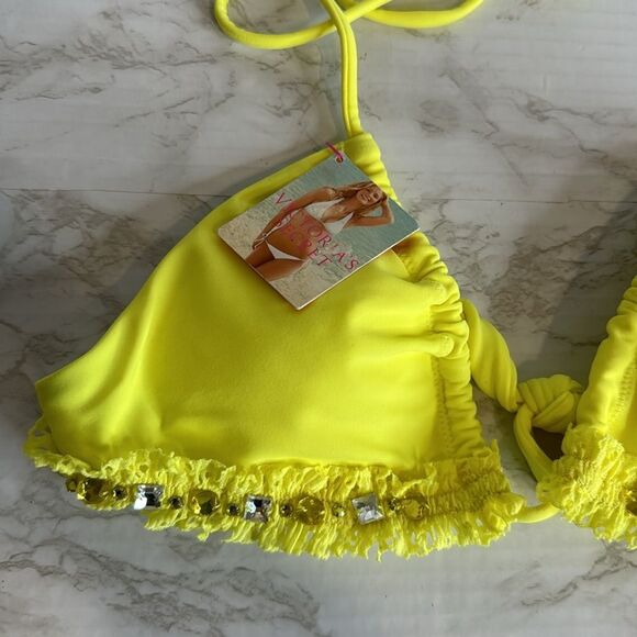 Victoria’s Secret Y2K neon yellow bling bikini top size small - Picture 3 of 7